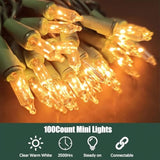 Christmas Lights Clear White 100 Count Incandescent String Light Ul Certified Connectable 21Feet Christmas Tree Lights F