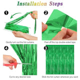 2 Pack Tinsel Backdrop 3.28x7.05ft Green Metallic Football Party Decor