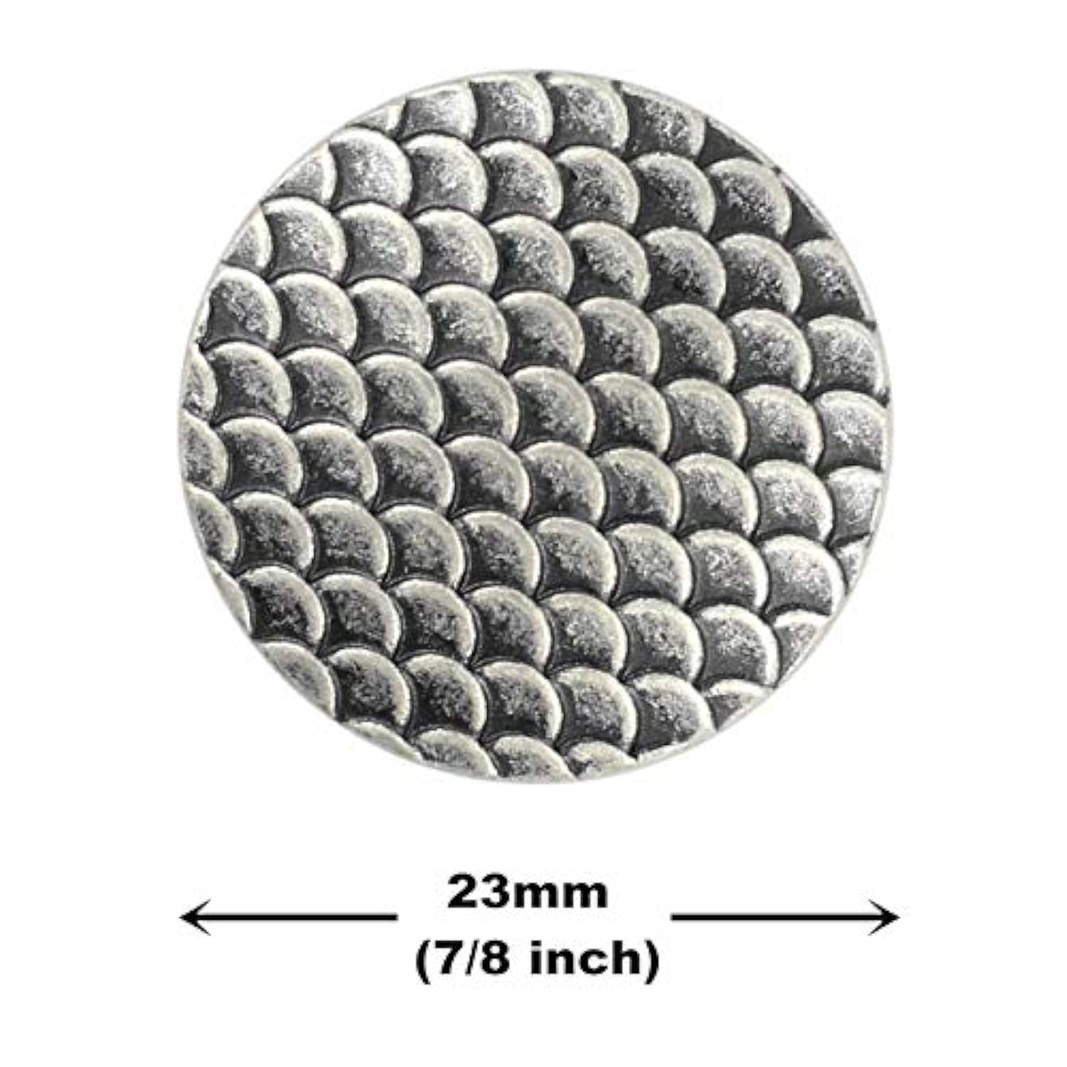 10 Pieces Dragon Scales Metal Shank Buttons. 23Mm (7/8 Inch) (Antique