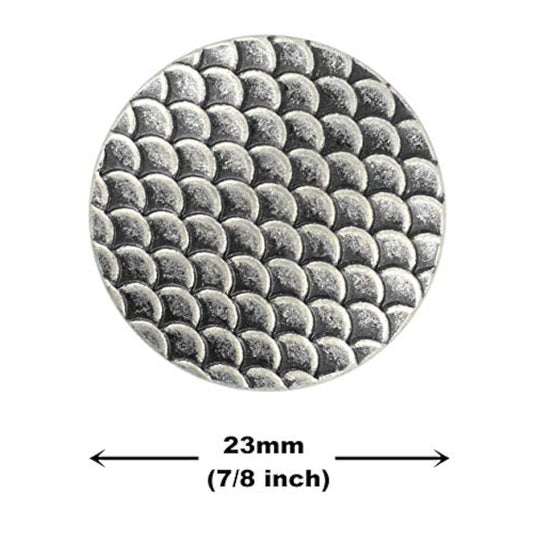 10 Pieces Dragon Scales Metal Shank Buttons. 23Mm (7/8 Inch) (Antique