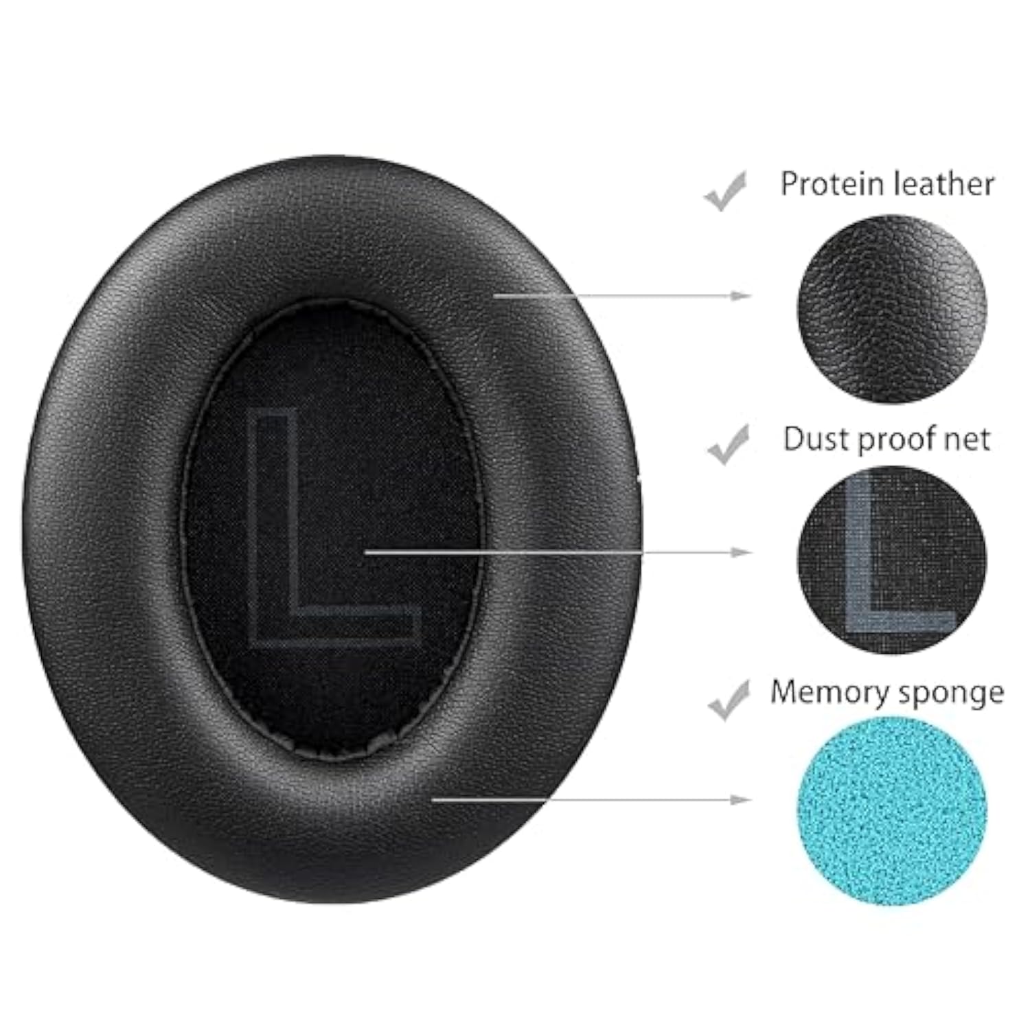 Q20 Replacement Ear Pads Compatible With Anker Soundcore Life Q20 20Bt Headphones, Replacement Ear Pads Made Of Protein Leather And Memory Foam (Black)