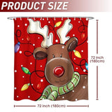 Merry Christmas Shower Curtain 72X72 Inch Christmas Reindeer Shower Curtains For Bathroom With Hooks Xmas Bathroom Winter Holiday Home Bath Decor Waterproof Fabric