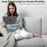 15 Ft Usb C Cable Extra Long, 60W Fast Charging Usbc To Usb-C Cord, 480Mbps Data Transfer Type C Male To Male For Security Camera, Dash Cam, Iphone 16/15, Android Phone, Ipad, Tablet