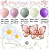 Spring Butterfly Balloon Arch Kit,126Pcs Dusty Green Purple Pink Balloon Garland With Pink Gold Butterfly Daisy Foil Balloons For Baby Shower Birthda