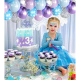 Purple And Blue Party Balloons Kit, 50Pcs Blue Silver Purple Balloons 12 Inch Snow Balloons For Girls Theme Party Supplies Ice Snow Theme Birthday Baby Shower Winter Party Decorations