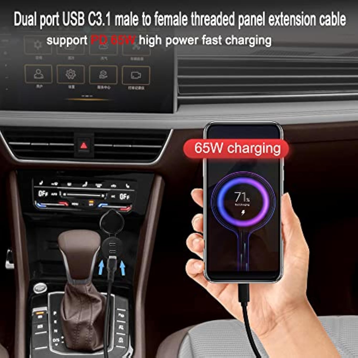 Dual Usb C Threaded Flush Mount Waterproof Cable 10Gbps 2 Usb C 3.1 Male To Fe