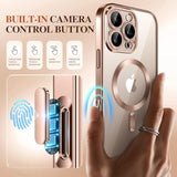 Magnetic For Iphone 16 Pro Case, Compatible With Magsafe, Built-In 9H Tempered Glass Screen Protector & Upgraded Camera Protection, Full-Body Plating Phone Case For 16 Pro 6.3", Desert Gold