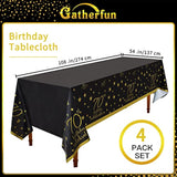 70Th Birthday Disposable Tablecloth 4 Pack Gold And Black Waterproof Plastic Table Cover For Men Woman 70 Birthday Party Decorations