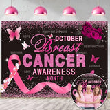 7X5FT Breast Cancer Awareness Backdrop Pink Ribbon Love Hope Party Banner