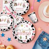 Western Cowgirl 2Nd Birthday Party Supplies, Wild West My Second Rodeo Birthday Decorations Tableware Girl, Paper Plate, Cup, Napkin, Fork | Serve 24