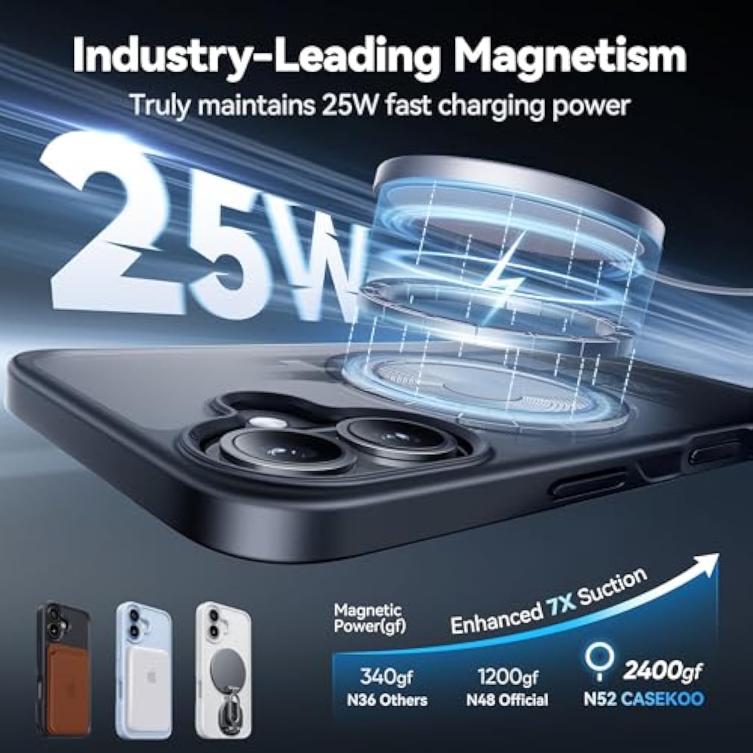 Designed For Iphone 17 Case With Magnetic Invisible Stand [Military Drop Protection] [Compatible With Magsafe] Shockproof Translucent Matte Slim Phone Cover 6.3", Black