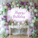 Happy Birthday Backdrop Banner for Girls Women Happy Birthday Party Decorations Floral Glitters Bday Banner Party Supplies (Purple, 6x3.6ft)