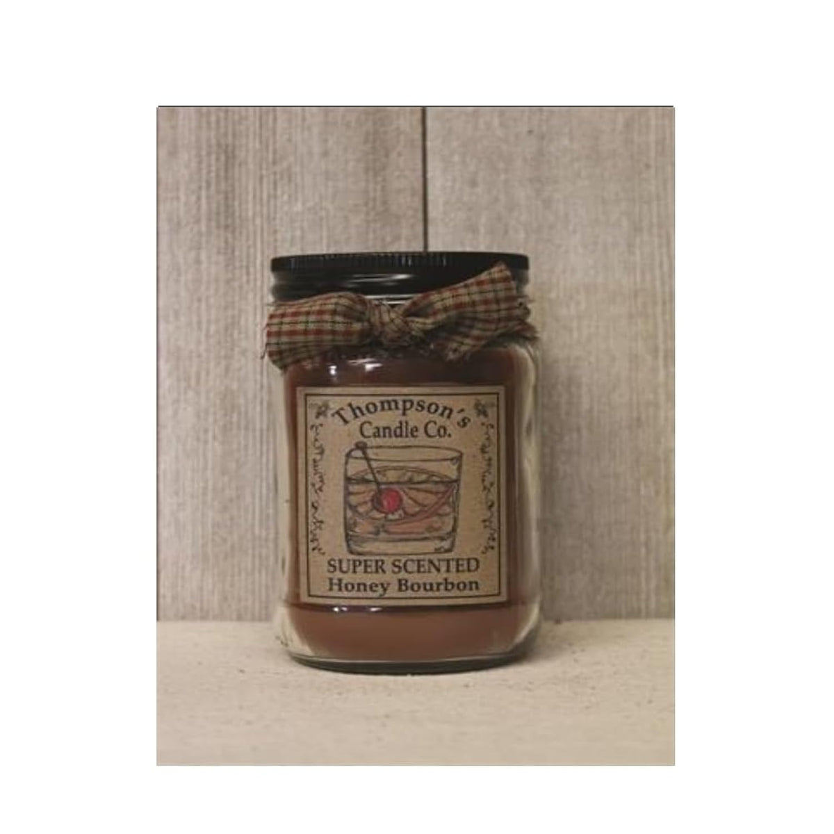 Thompson'S Candle Super Scented Honey Bourbon Jar Candles Small Mason Jar Candle- Burns 55 Hours, 12 Ounce
