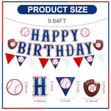 3 Pcs Blue Baseball Banner, Pre-Strung Happy Birthday Bunting for Boys' Party Decor