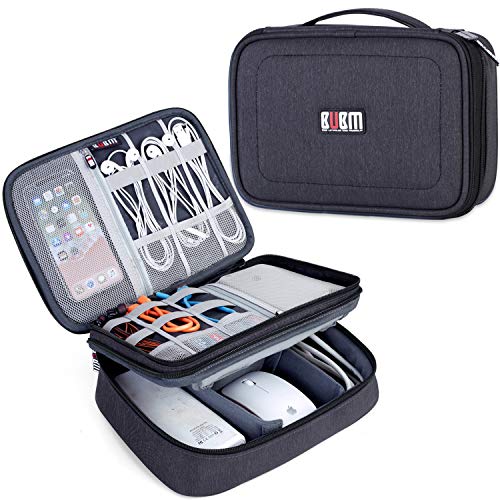 Electronic Organizer, Double Layer Travel Gear Bag For Cables, Plugs, Flash Hard Drive, Power Bank And More-A Sleeve Pouch For Ipad (Large, Black)