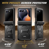 360° Spin Magnetic Stand For Motorola Razr 2025/2024 Case With Privacy Screen Protector, [Compatible With Magsafe] [Anti Spy] Full-Body Shockproof Case For Moto Razr 2024/2025, Black