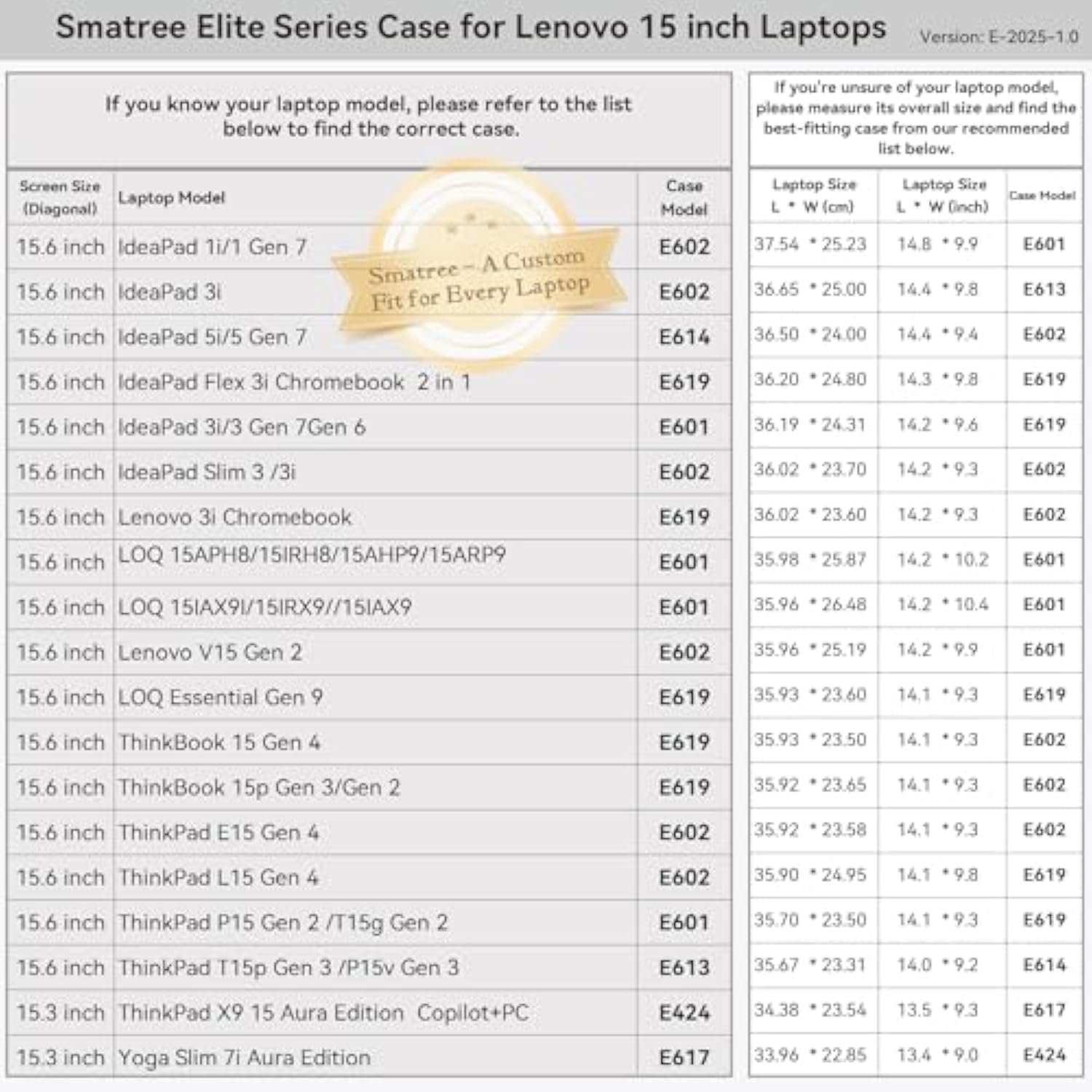 Smatree 15.3 inch Laptop Sleeve for Lenovo ThinkPad X9 15 Aura Edition Copilot+PC Laptop Bag with Accessory Pocket, YKK Zipper, Patented Shockproof Design (E424)