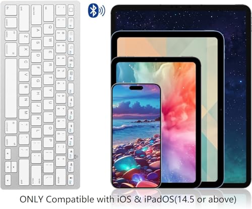 Bluetooth Keyboard Compatible With Ipad A16 11Th 10Th Generation, Ipad 10.2 (9Th/8Th/7Th), Ipad Pro 13/12.9/11 Inch, Ipad Air/Mini And More Ios Devices, White