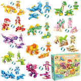 12 Packs Dinosaur Party Favors For Kids - 417 Pcs Mini Dinosaur Building Blocks Set Toys For Boys Kids Easter Stuffers Fillers Birthday Valentines Day Gifts Classroom Prizes