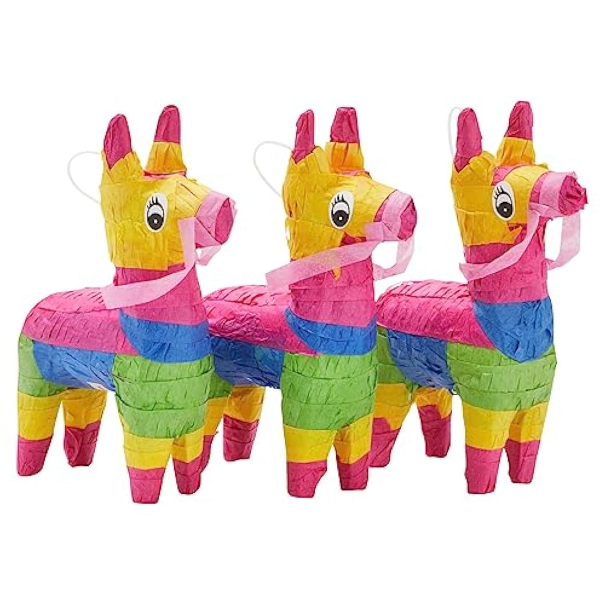 Mini Donkey Pinata - 3 Pack Small Mexican Pinatas For Cinco De Mayo, Mexican Fiestas, Birthday Parties (4 X 7.5 X 2 In Pianta)