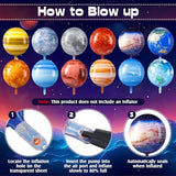 12 Pcs Space Balloons 22 Inch Large 4D Galaxy Planet Balloons World Map Globe Inflatable Earth Outer Space Party Decorations for Travel Theme Party Birthday Earth Day