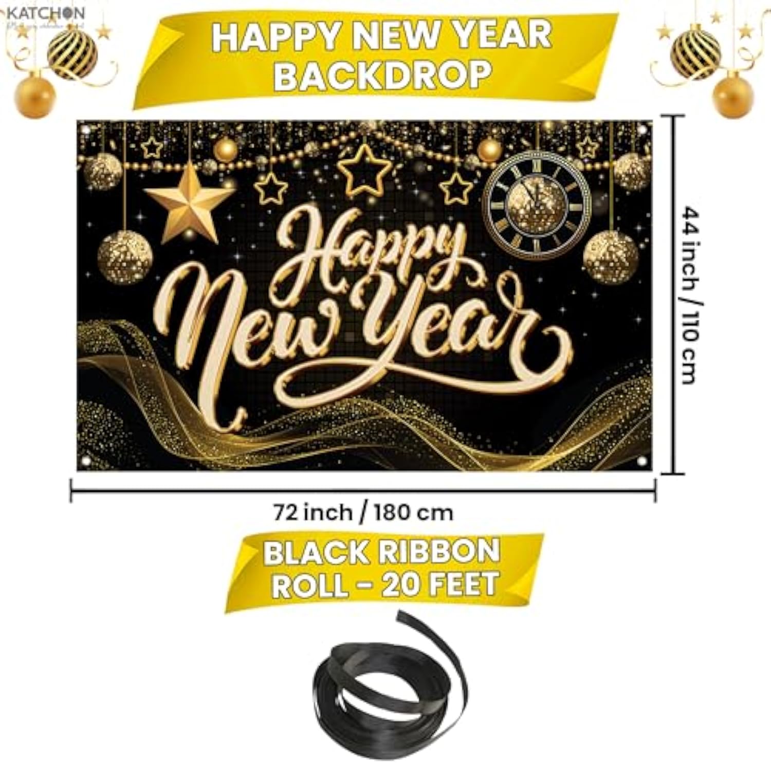 46pcs Huge Happy New Year Decorations Set Backdrop Photo Booth Props 2026