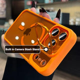 iPhone 17 Pro Max Magnetic Case with Kickstand, Compatible with MagSafe, Built-in Stash Stand, Clear Shockproof Soft Cover Camera Lens Protection Case for iPhone 17 Pro Max 6.9", Orange
