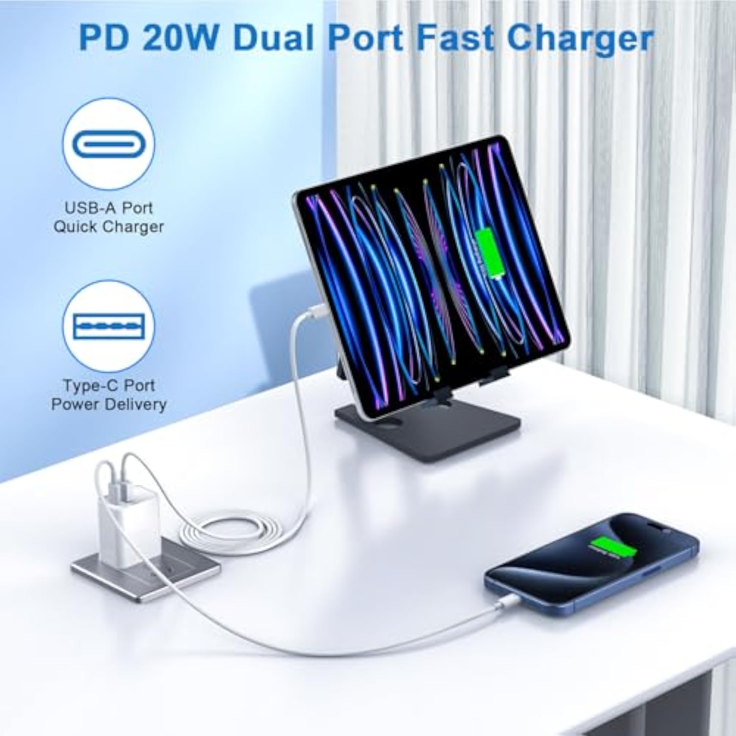 10Ft Iphone 16E Fast Charger,2Pack 20W Dual Port Usb C+A Power Adapter 10Foot Long Usb C To C Fast Charging Cable Cord Quick Charging For Iphone 16E/16/16 Pro/15/15 Pro/Pro Max/Plus,Ipad Pro/Air/Mini