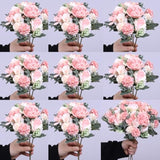 8 Pack Artificial Peony Flowers, Silk Peonies Flowers Fake Peonies Artificial Flowers Peonies Hydrangea Bouquet For Centerpiece Table Wedding Party Home Decor (8, Pink + White)