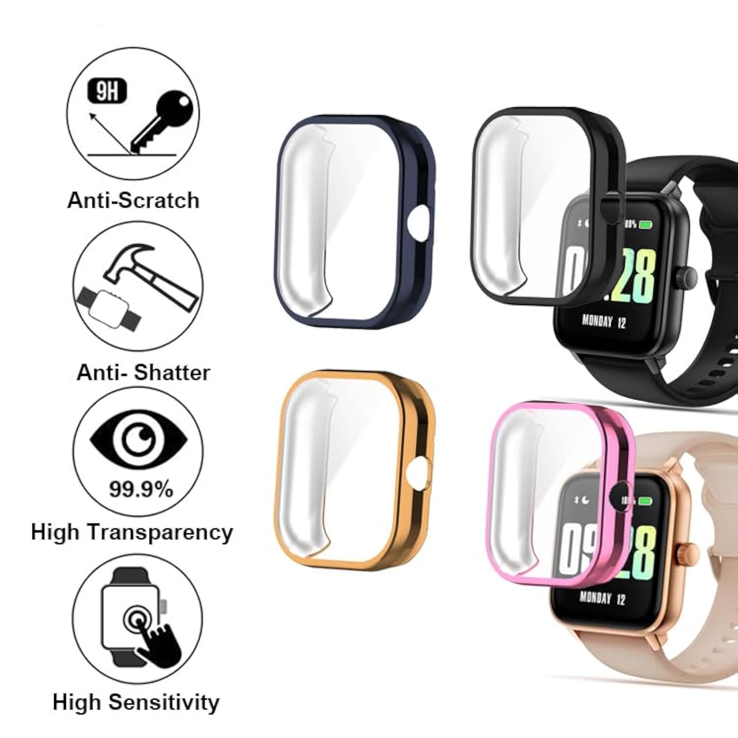 Watch Cases Compatible With Keeponfit Idw21 1.85” Smart Watch, Tpu Case With Screen Protector, Protecting Watch Body & Screen