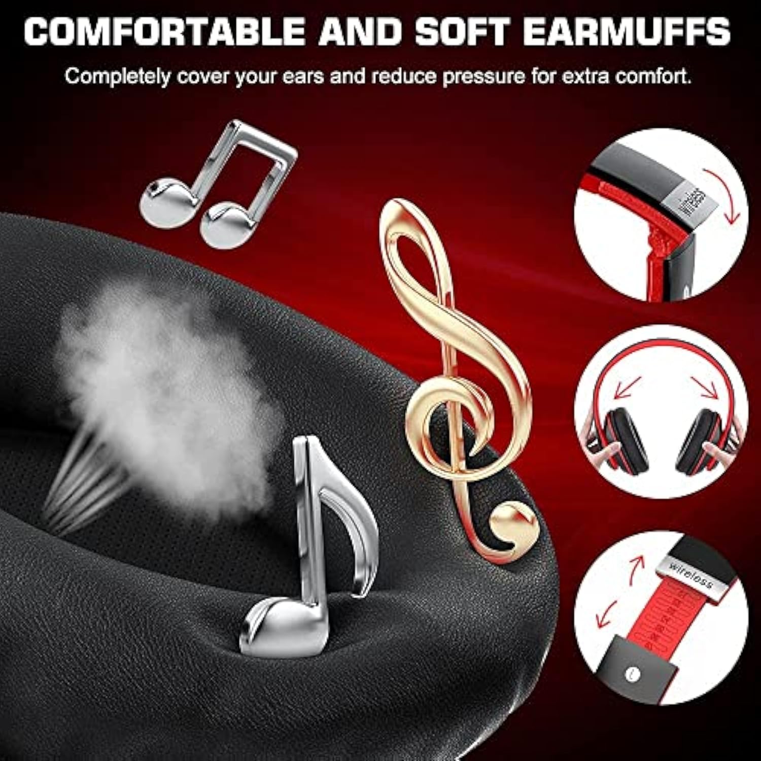 6S Bluetooth Headphones Over-Ear, Hi-Fi Stereo Foldable Wireless Stereo Headse