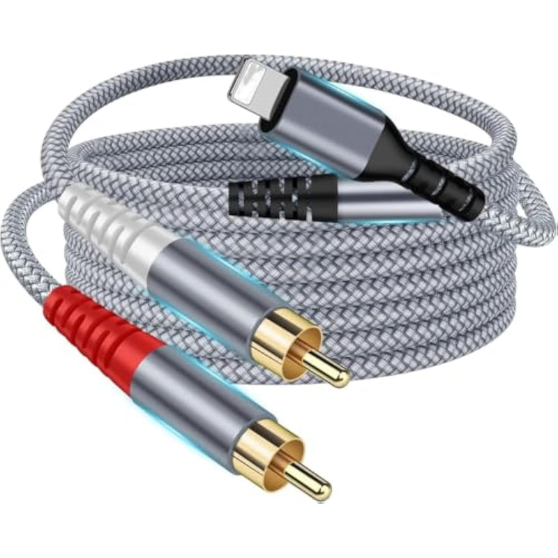 [Mfi Certified] 4Ft Lighting To Rca Cable Audio Aux Adapter, 2-Male Y Splitter Audio Cord Compatible With Ipad, Iphone 13 Pro For Amplifier, Car, Home Theater, Speaker And More