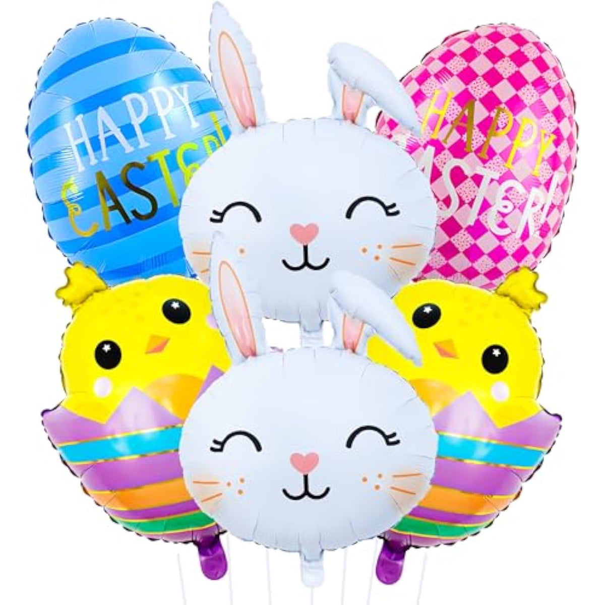 Easter Balloons Set Bunny Balloons Happy Easter Egg Foil Balloon With Chick & Rabbit Balloon Bouquet For Party Decorations,Spring Holiday Decor