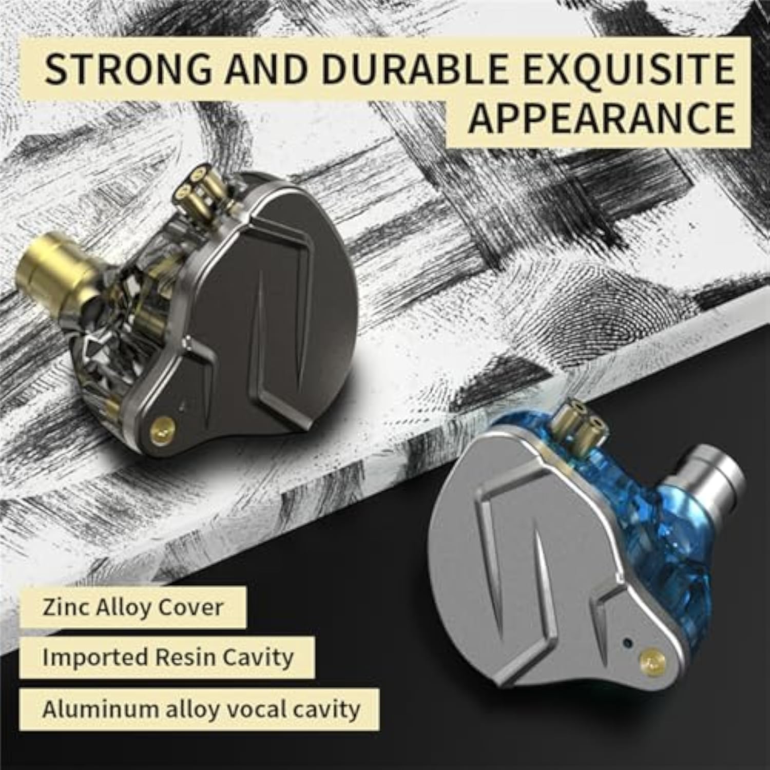 Kz Zsn Pro In-Ear Headphones, Gaming Earbuds, Hifi Kz In Ear Monitor, High Fidelity Bass Wired Earbuds Earphones With 1Dd 1Ba Hybrid Driver & 3.5Mm Audio Plug Detachable Cable (Blue Without Mic)