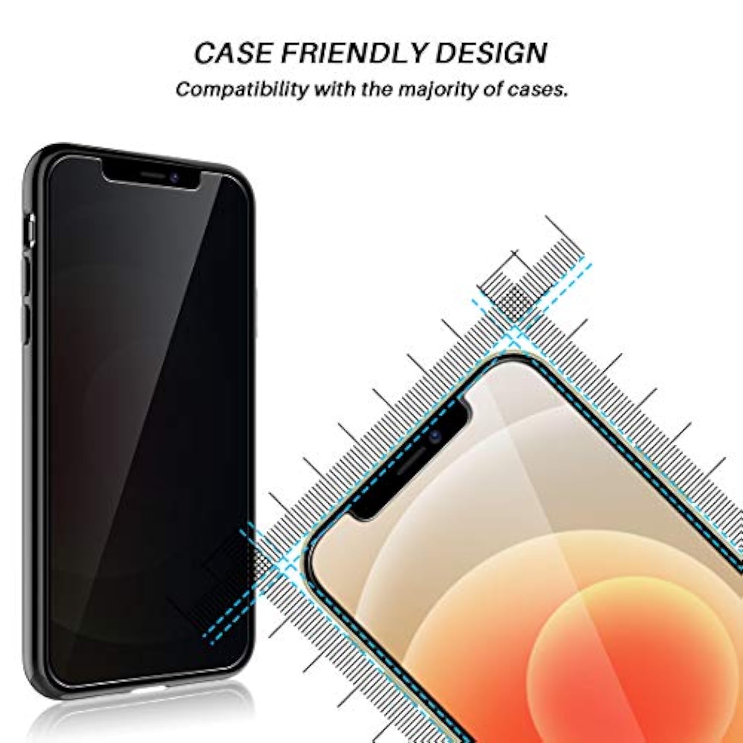 2 Pack L?k Privacy Screen Protector Designed For Iphone 12 And Iphone 12 Pro 5G 6.1 Inch Tempered Glass High Clear, Case Friendly, Come With Installation Tray -Black