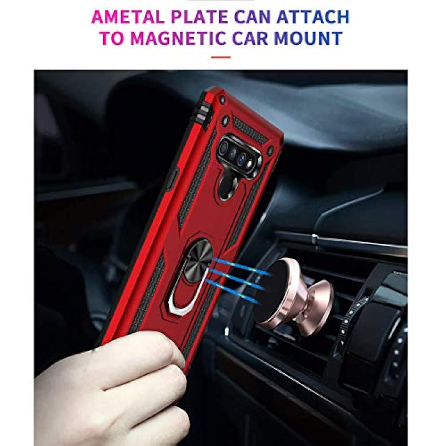 Compatible With Lg Stylo 6 Case, With [Tempered Glass Screen Protector][Metal Ring][Magnetic Support] Kickstand Heavy Duty Drop Protector Phone Case Cover (Black)