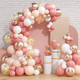 Dusty Blush Pink Balloon Garland Kit, Nude Cream Pink Balloon Arch Kit With Metallic Champagne Gold And Gold Confetti Balloons, Beige Boho White Balloons For Wedding Bridal Birthday Decorations