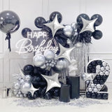 Silver Star Balloons,16Pcs Four Angle Star Balloons Foil,26Inch And 10Inch Silver Foil Mylar Balloons For Birthday Anniversary Baby Shower Wedding Party Decorations