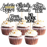 30 Pcs Happy Retirement Cupcake Toppers Officially Retired No Work Zone Adventure Begins Cupcake Picks For Retirement Theme Farewell Birthday Party Cake Decorations Supplies Black