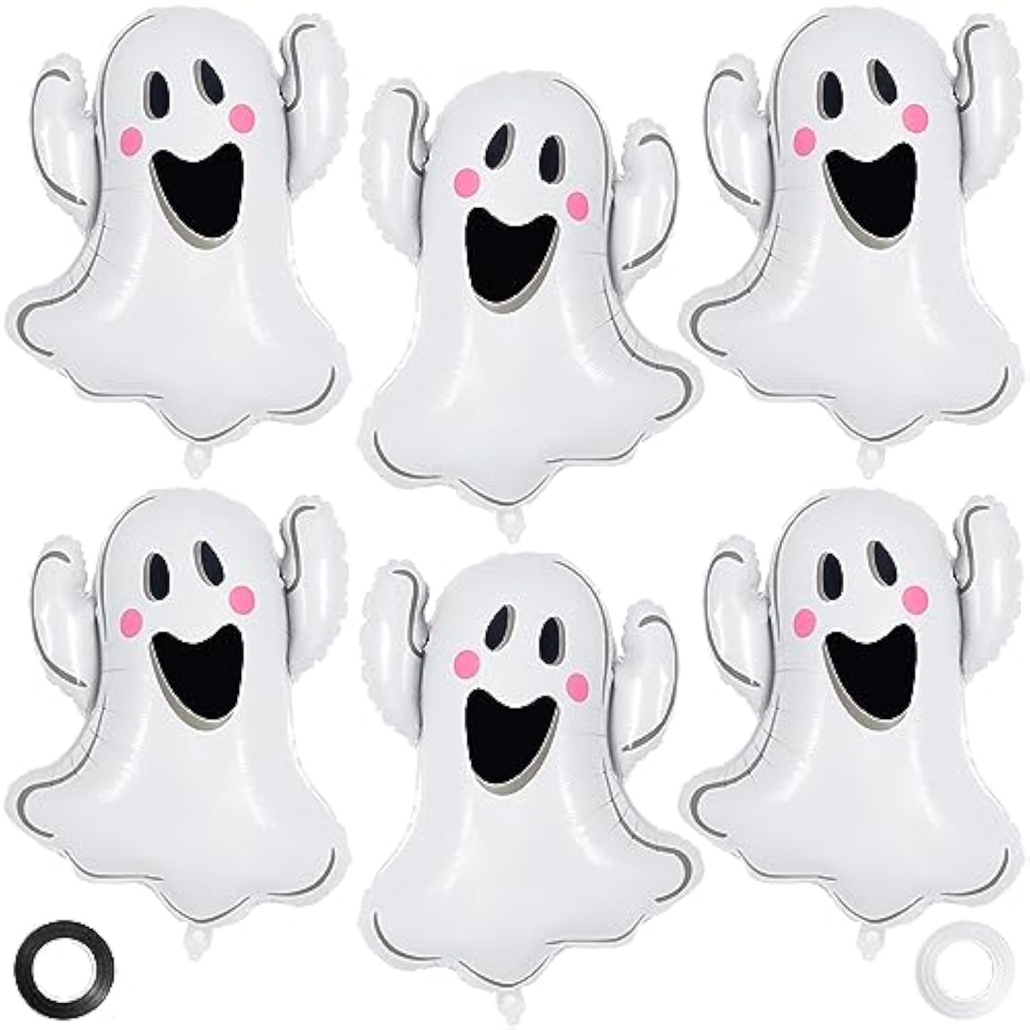6 Pack White Ghost Foil Balloons Halloween Party Decorations Trick or Treat Decor