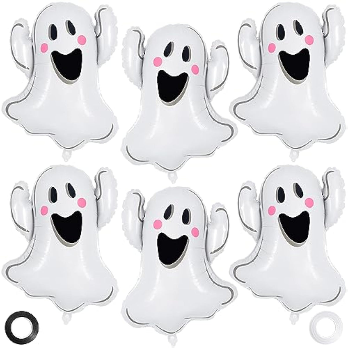 6 Pack White Ghost Foil Balloons Halloween Party Decorations Trick or Treat Decor