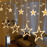 126L Warm White Star Icicle Lights, 8.2Ft Clear Curtain Fairy String With Connectable, Timer 8 Modes Memory, Waterproof