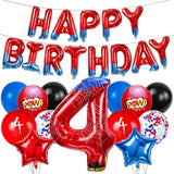 40" Spider Hero Number Balloon & Happy Birthday Banner Superhero Party Supplies