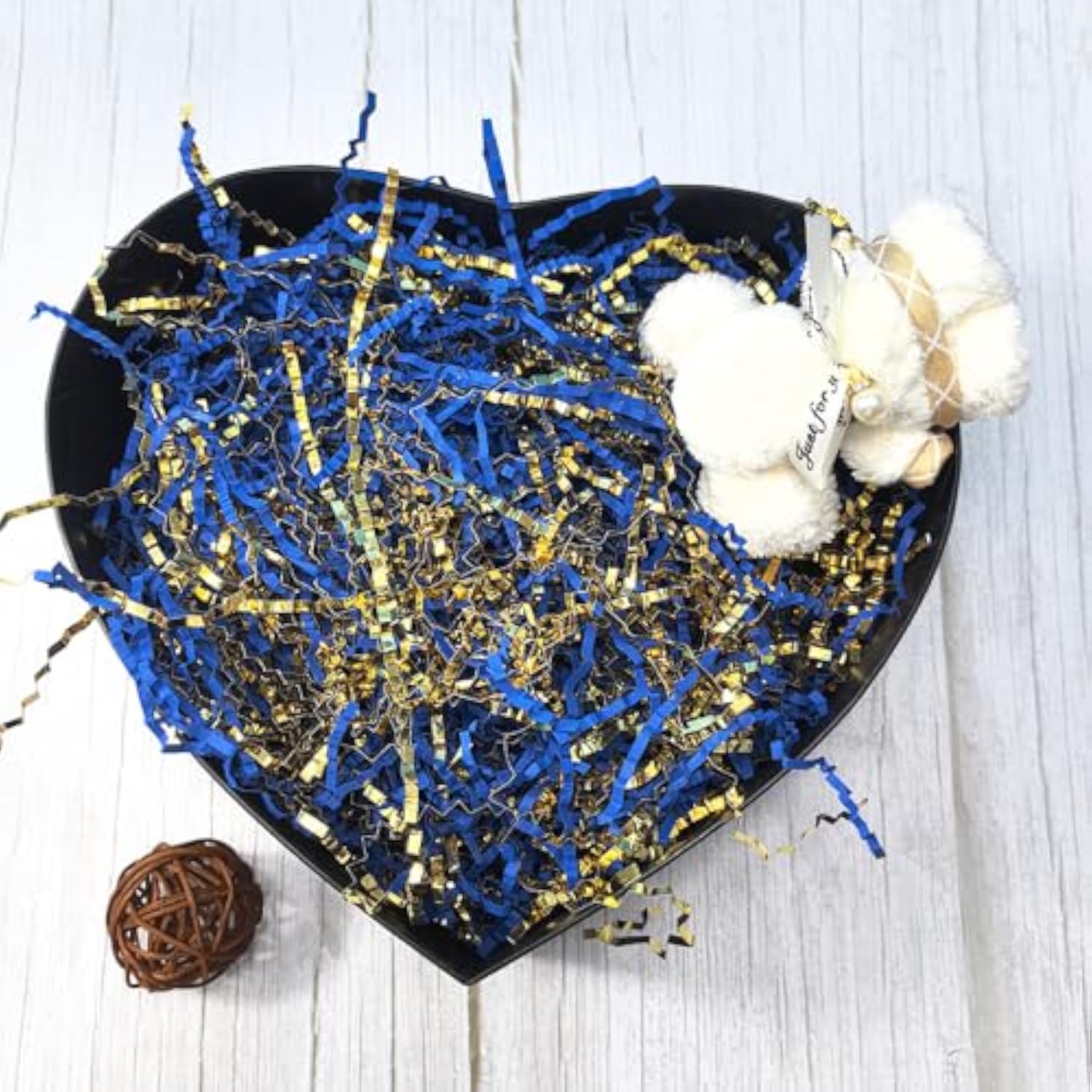 Gift Baskets Filler Gold And Blue Crinkle Paper Filler 1/2 Lb Paper Shreds Craft Confetti Grass Raffia For Gift Baskets Wrap Decorations Display Merchandise