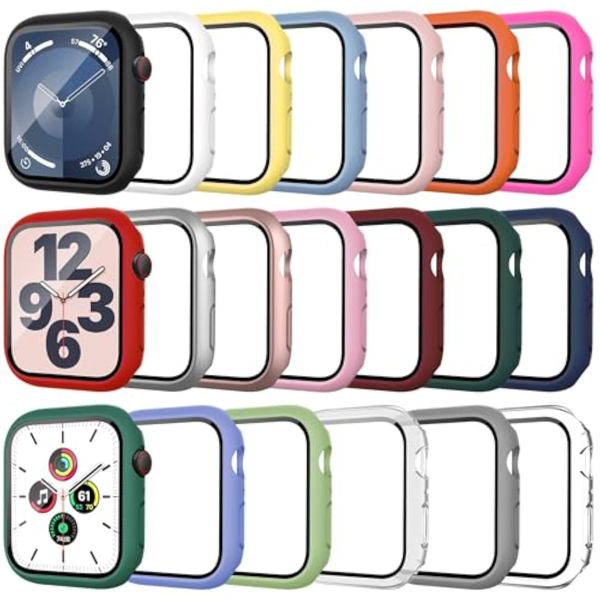 20 Pack Case For Watch Series 9/8/7 45Mm With Tempered Glass Screen Protector, Shockproof Hard Pc Protective Cover, All-Around Bumper Compatible With Iwatch S9 S8 S7 45Mm