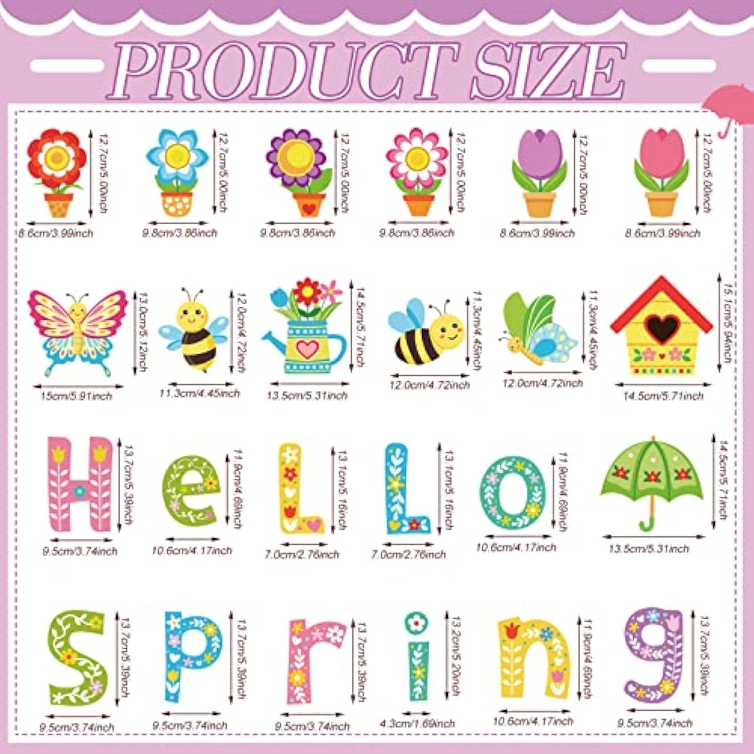 72 Pcs Hello Spring Cut Outs Flower Bulletin Board With 96 Pcs Glue Points Tulip Floral Bee Butterfly Cute Paper Cutouts For School Classroom Game Party Supplies(Fresh Style)
