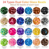 1200PCS 6mm Glass Beads Kit, 24 Colors for Jewelry Making & DIY Crafts