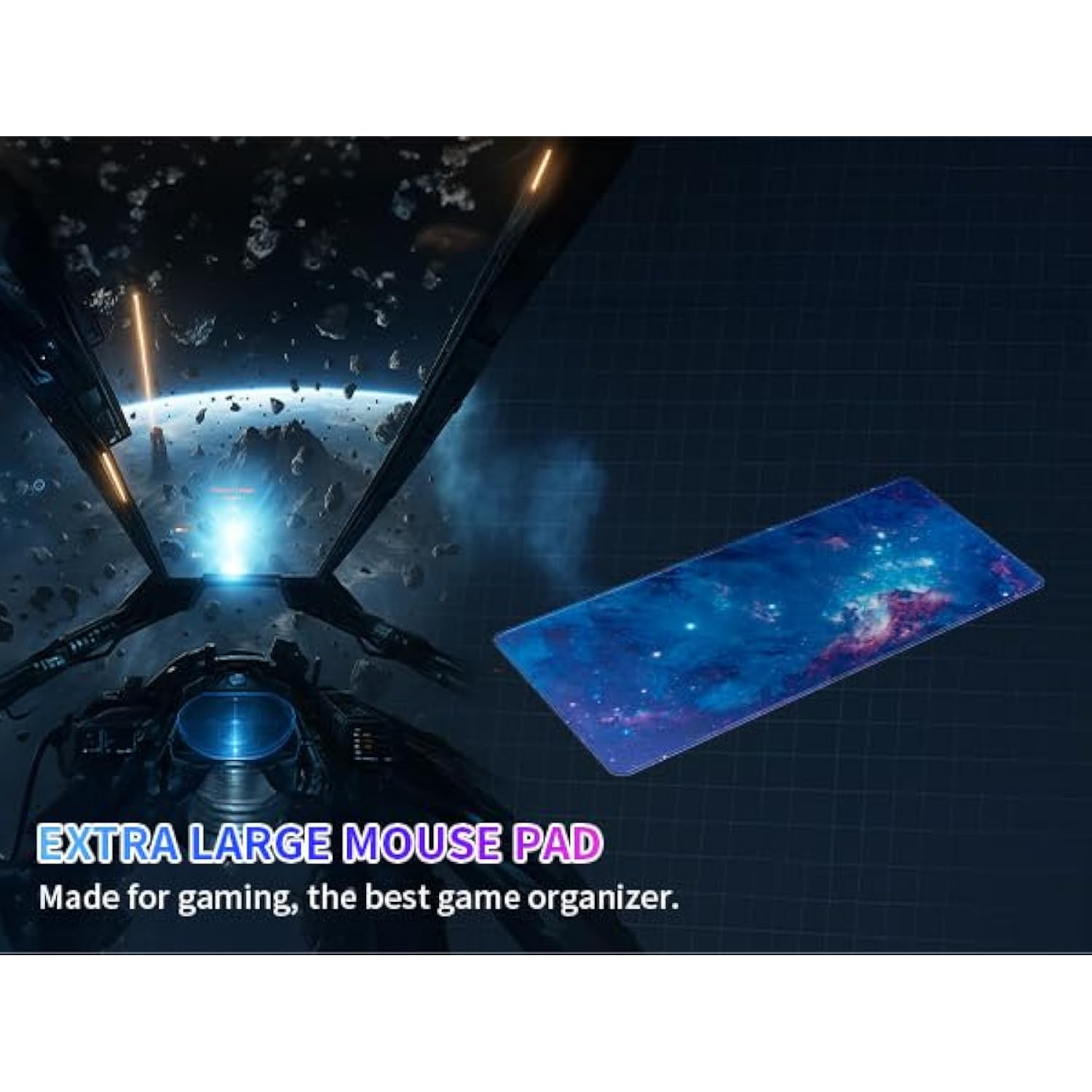 Mouse Pad Large Desk Mat, Extra Large Gaming Computer Mousepad With Stitched Edges Non-Slip, Keyboard Mouse Pad For Desktop Cute Aesthetics Home Office Moon Starry Desk Accessories 23.6 * 11.8 Inch