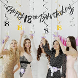 Black Gold 18th Birthday Swirls Streamers Hanging Banner Party Decor