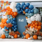 Fall Balloon Arch Kit: Burnt Orange, Blue & White Garland